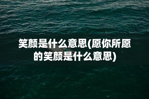 笑颜是什么意思(愿你所愿的笑颜是什么意思)