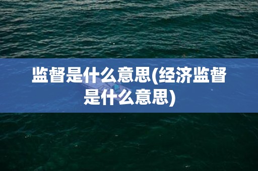 监督是什么意思(经济监督是什么意思)