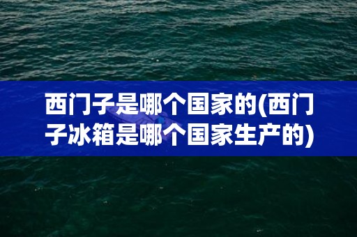 西门子是哪个国家的(西门子冰箱是哪个国家生产的)