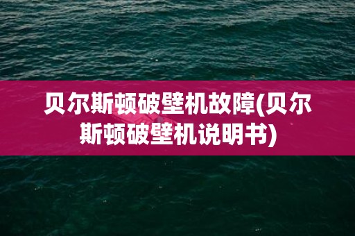 贝尔斯顿破壁机故障(贝尔斯顿破壁机说明书)