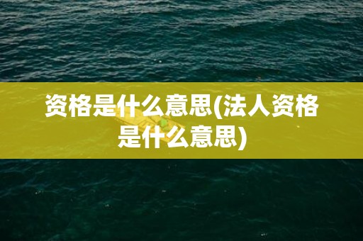 资格是什么意思(法人资格是什么意思)