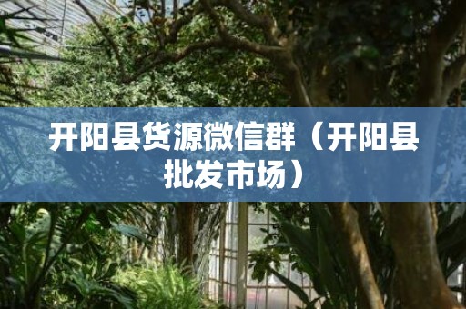 开阳县货源微信群（开阳县批发市场）