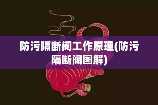 防污隔断阀工作原理(防污隔断阀图解)