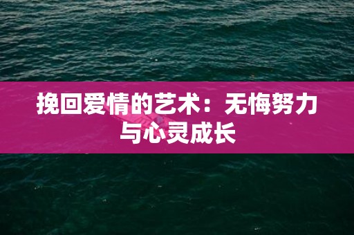 挽回爱情的艺术：无悔努力与心灵成长