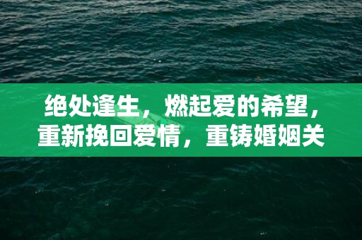 绝处逢生，燃起爱的希望，重新挽回爱情，重铸婚姻关系！