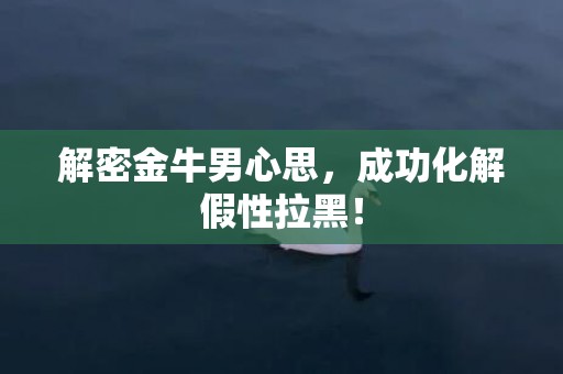 解密金牛男心思，成功化解假性拉黑！