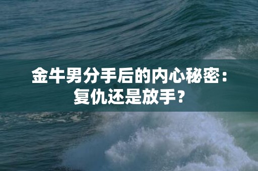 金牛男分手后的内心秘密：复仇还是放手？