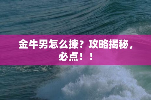 金牛男怎么撩？攻略揭秘，必点！！