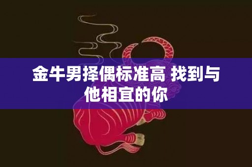 金牛男择偶标准高 找到与他相宜的你