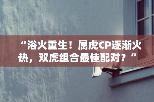 “浴火重生！属虎CP逐渐火热，双虎组合最佳配对？”