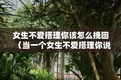 女生不爱搭理你该怎么挽回（当一个女生不爱搭理你说明什么问题）