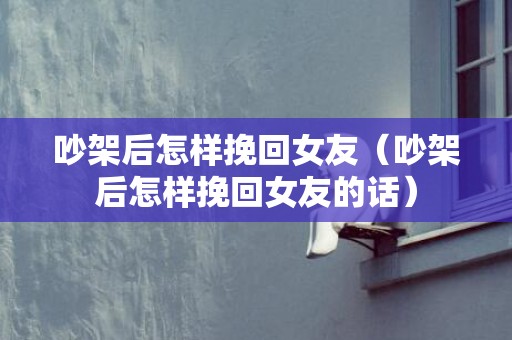 吵架后怎样挽回女友（吵架后怎样挽回女友的话）