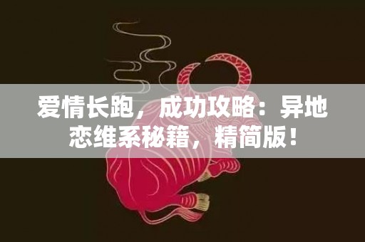 爱情长跑，成功攻略：异地恋维系秘籍，精简版！