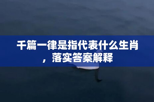 千篇一律是指代表什么生肖，落实答案解释