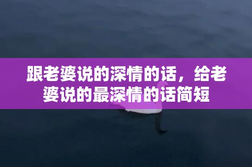 跟老婆说的深情的话，给老婆说的最深情的话简短