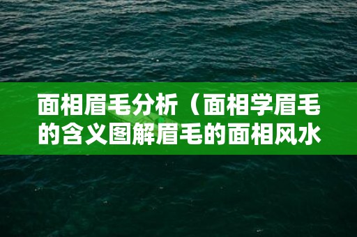 面相眉毛分析（面相学眉毛的含义图解眉毛的面相风水学解说）