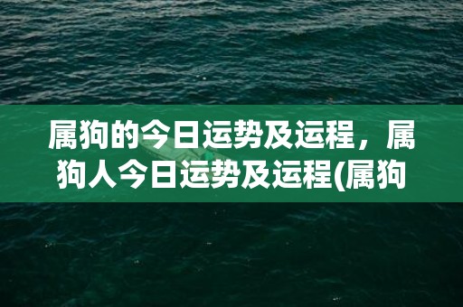 属狗的今日运势及运程，属狗人今日运势及运程(属狗今日运势及财运)