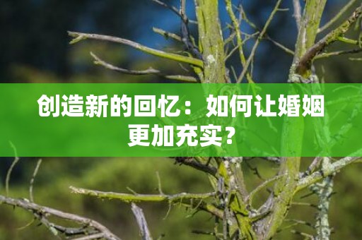 创造新的回忆：如何让婚姻更加充实？