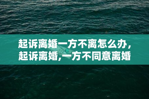 起诉离婚一方不离怎么办，起诉离婚,一方不同意离婚拖着,想让一方背债