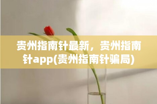 贵州指南针最新，贵州指南针app(贵州指南针骗局)