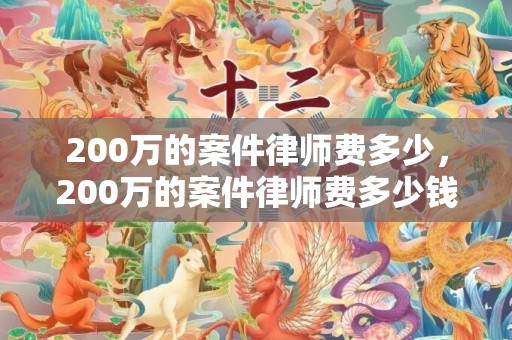 200万的案件律师费多少，200万的案件律师费多少钱