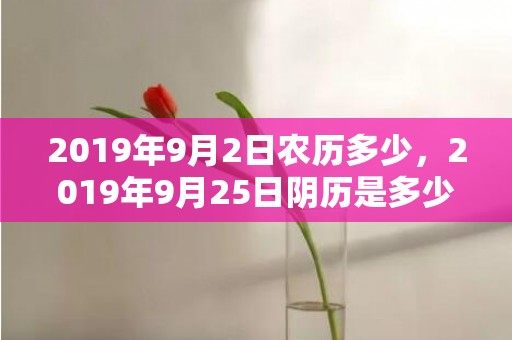 2019年9月2日农历多少，2019年9月25日阴历是多少