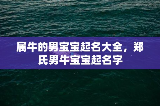 属牛的男宝宝起名大全，郑氏男牛宝宝起名字