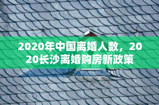 2020年中国离婚人数，2020长沙离婚购房新政策