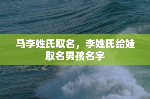 马李姓氏取名，李姓氏给娃取名男孩名字