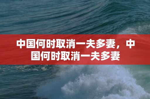 中国何时取消一夫多妻，中国何时取消一夫多妻