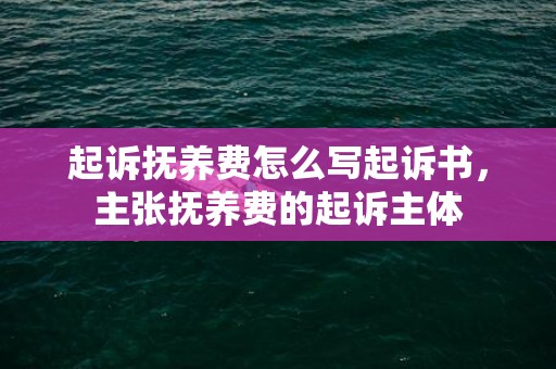 起诉抚养费怎么写起诉书，主张抚养费的起诉主体