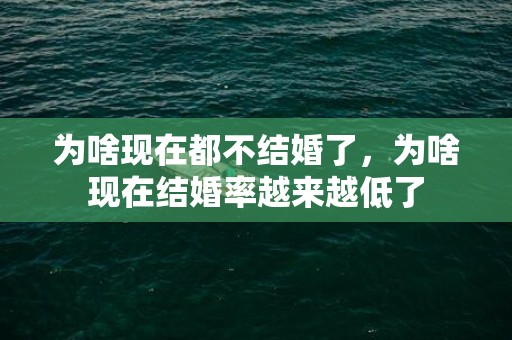 为啥现在都不结婚了，为啥现在结婚率越来越低了