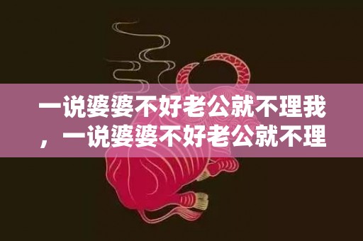 一说婆婆不好老公就不理我，一说婆婆不好老公就不理我