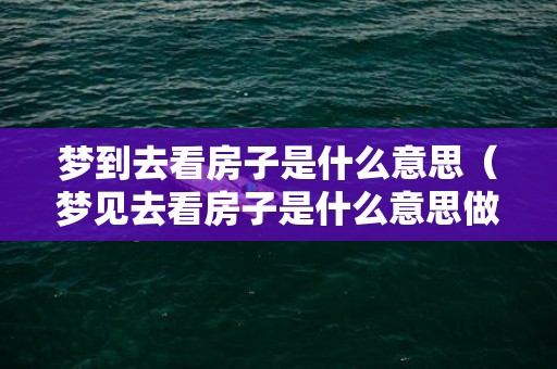 梦到去看房子是什么意思（梦见去看房子是什么意思做梦梦见自己去看房子）