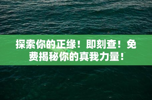 探索你的正缘！即刻查！免费揭秘你的真我力量！