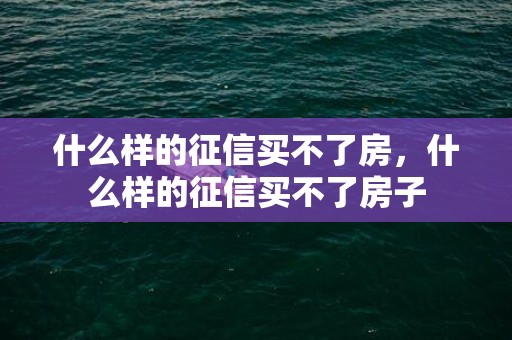 什么样的征信买不了房，什么样的征信买不了房子