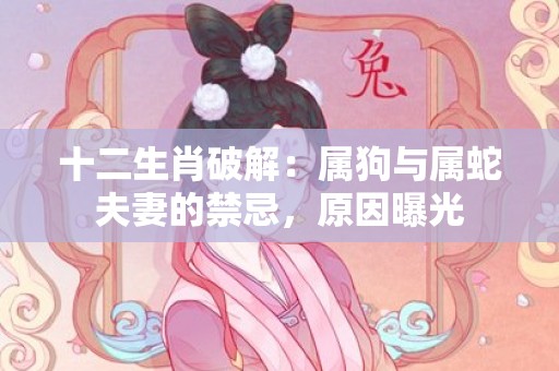 十二生肖破解：属狗与属蛇夫妻的禁忌，原因曝光