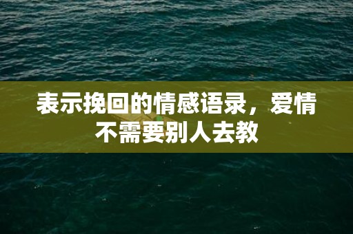 表示挽回的情感语录，爱情不需要别人去教