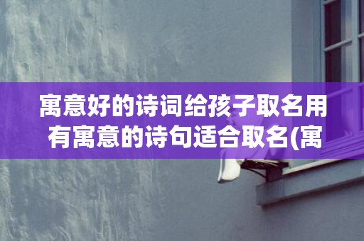 寓意好的诗词给孩子取名用 有寓意的诗句适合取名(寓意好的诗词给孩子取名)