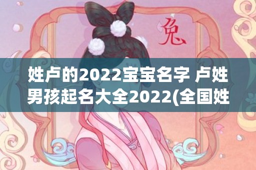 姓卢的2022宝宝名字 卢姓男孩起名大全2022(全国姓卢的有多少人口2022)