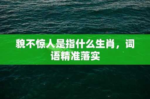 貌不惊人是指什么生肖，词语精准落实