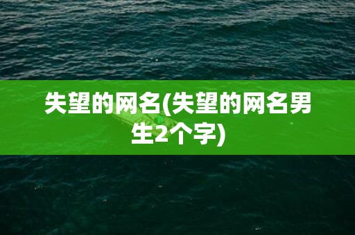 失望的网名(失望的网名男生2个字)