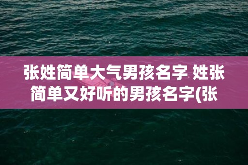 张姓简单大气男孩名字 姓张简单又好听的男孩名字(张姓简单大气男孩名字免费)