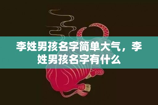 李姓男孩名字简单大气，李姓男孩名字有什么