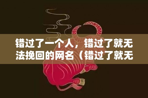 错过了一个人，错过了就无法挽回的网名（错过了就无法挽回的网名男）