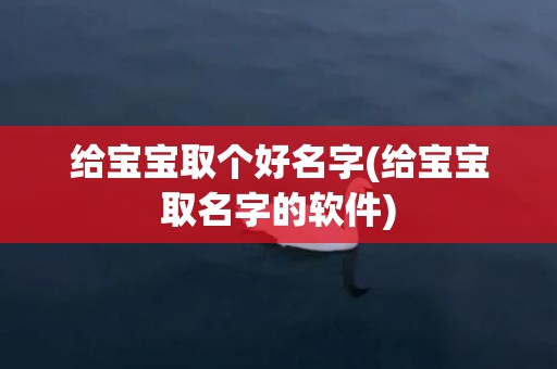 给宝宝取个好名字(给宝宝取名字的软件)