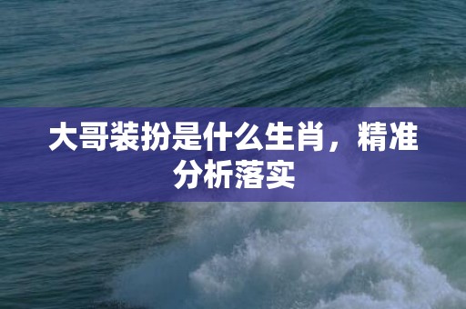 大哥装扮是什么生肖，精准分析落实