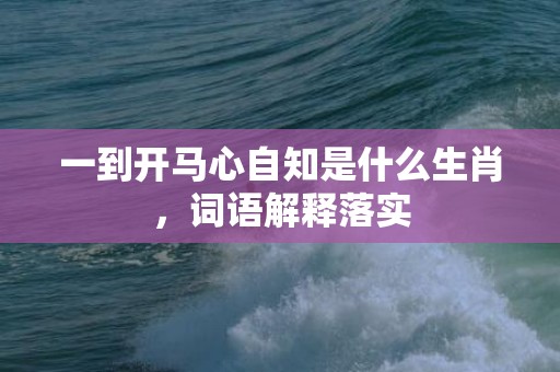 一到开马心自知是什么生肖，词语解释落实