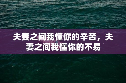 夫妻之间我懂你的辛苦，夫妻之间我懂你的不易