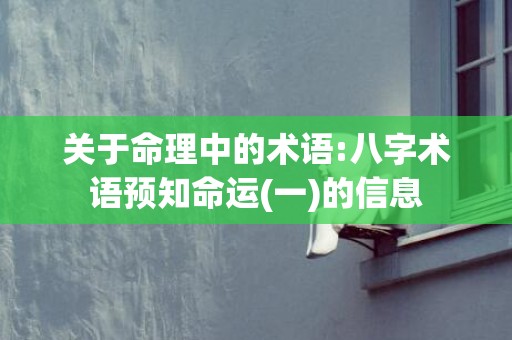 关于命理中的术语:八字术语预知命运(一)的信息